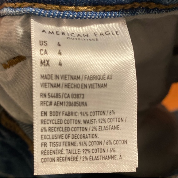 American Eagle Flower Embroidered High Rise Mom Jean Shorts - Picture 2 of 3